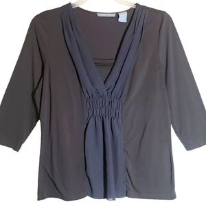 Tara Ryan women's XL gathered front v-neck polyester pullover top. 5091